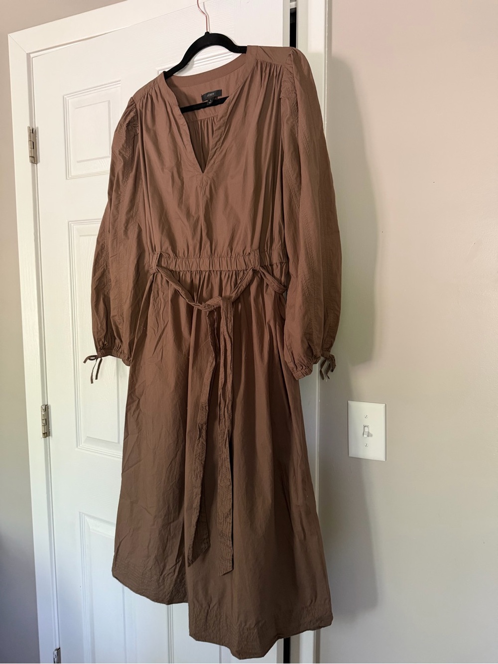 Jcrew Brown Long Belted Maxi Dress Long Sleeve Modest - Picture 5 of 6